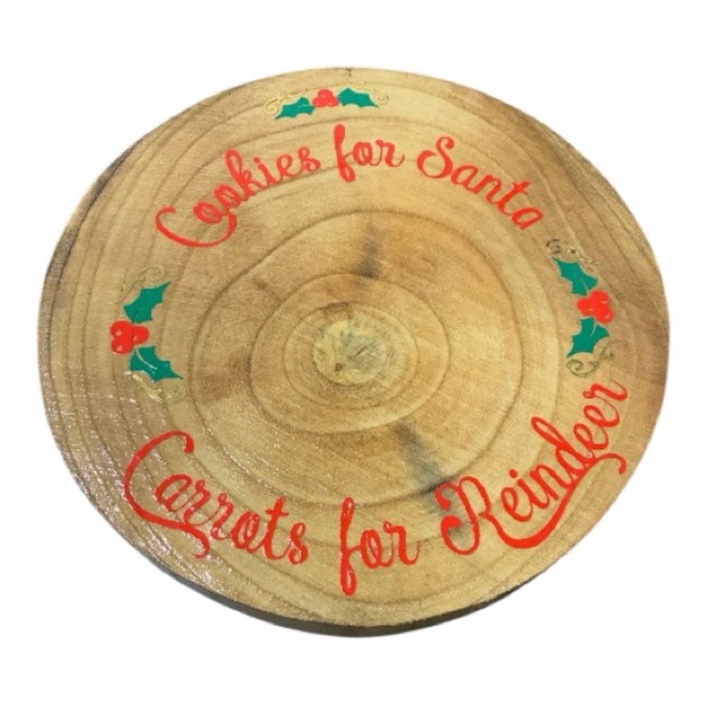 Wood Slab Christmas Pedestal Tray